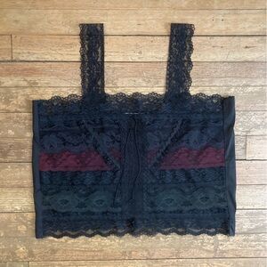 Vintage 1980s Lorrie Kabala OOAK Colorblock Lace Camisole Edwardian Corset Cover